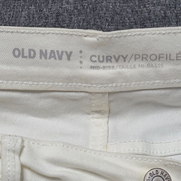 Old Navy Womens Jeans 12 Ivory Curvy  Slim Straight Beach Party Denim Pants - Picture 5 of 9